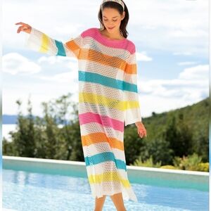 SHIRALEAH - Verena Long Coverup Striped Multi Color. Size Med NWT